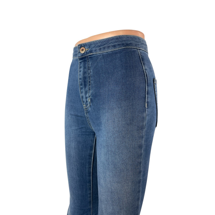 Free People We The Free Blue High Rise Flared Bootcut Bell Bottom Denim Jeans XS