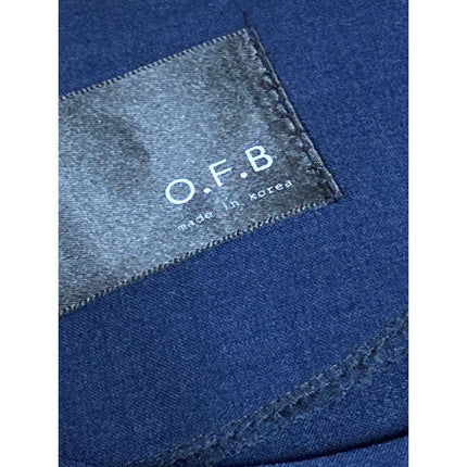 OFB Womens Navy Blue Linen Long Sleeve Asymmetrical Full Zip Moto Coat Jacket S