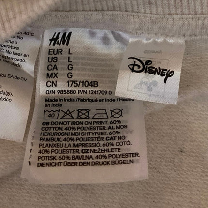 H&M Women's Cream Mickey Mouse Disney Long Sleeve Sweater Sweatshirt Top Size L