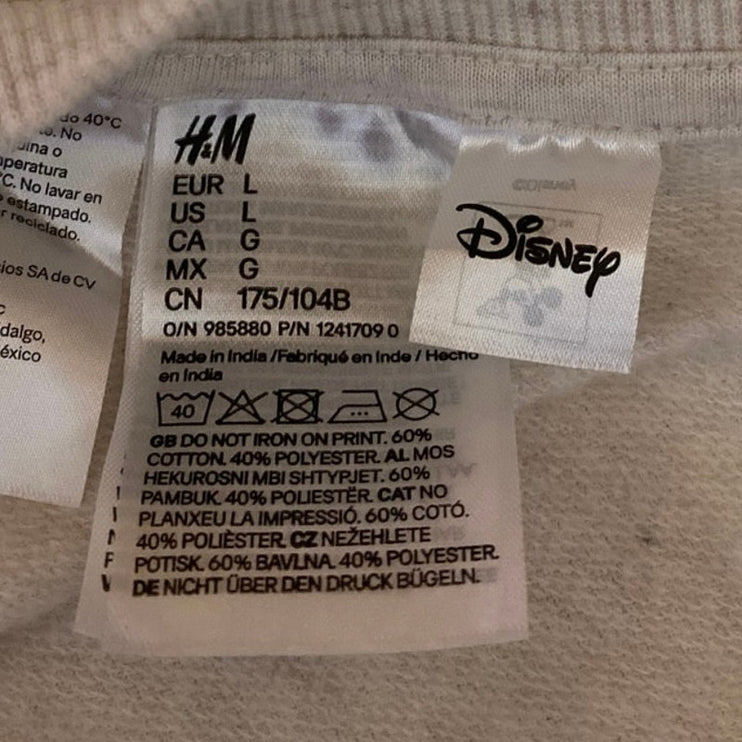 H&M Women's Cream Mickey Mouse Disney Long Sleeve Sweater Sweatshirt Top Size L