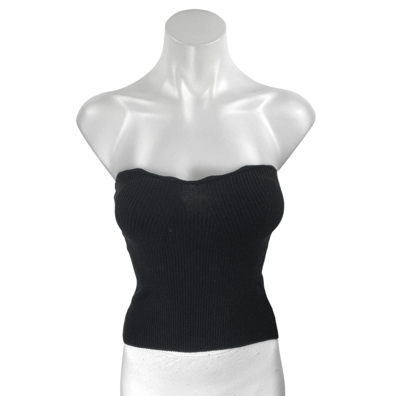 Aritzia Wilfred Black Strapless Sleeveless Ribbed Knit Tube Bandeau Crop Top 2XS