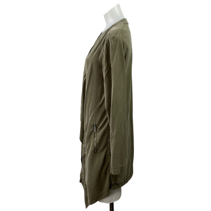 Lila Rose Olive Green Drape Waterfall Long Sleeve Open Cardigan Sweater Top Sz M