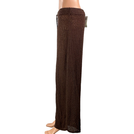 NEW Abercrombie & Fitch Brown Knit Crochet Drawstring Cover Up Trouser Pants M