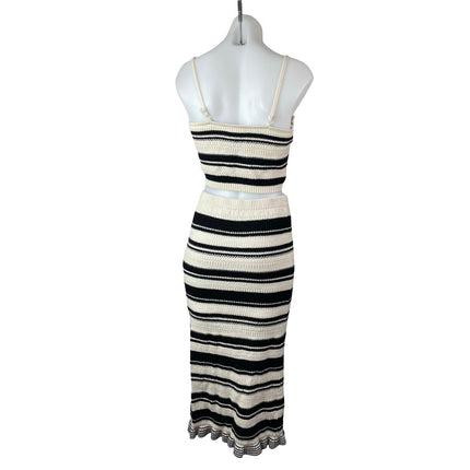 Freshman 1996 Striped Crochet Crop Cami Tank Top Midi Skirt Beach Cover Up Set S