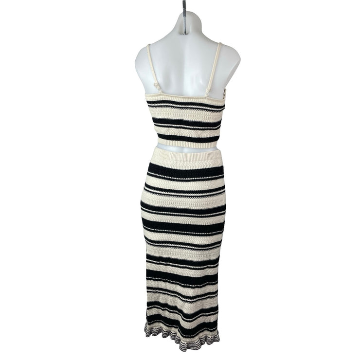 Freshman 1996 Striped Crochet Crop Cami Tank Top Midi Skirt Beach Cover Up Set S