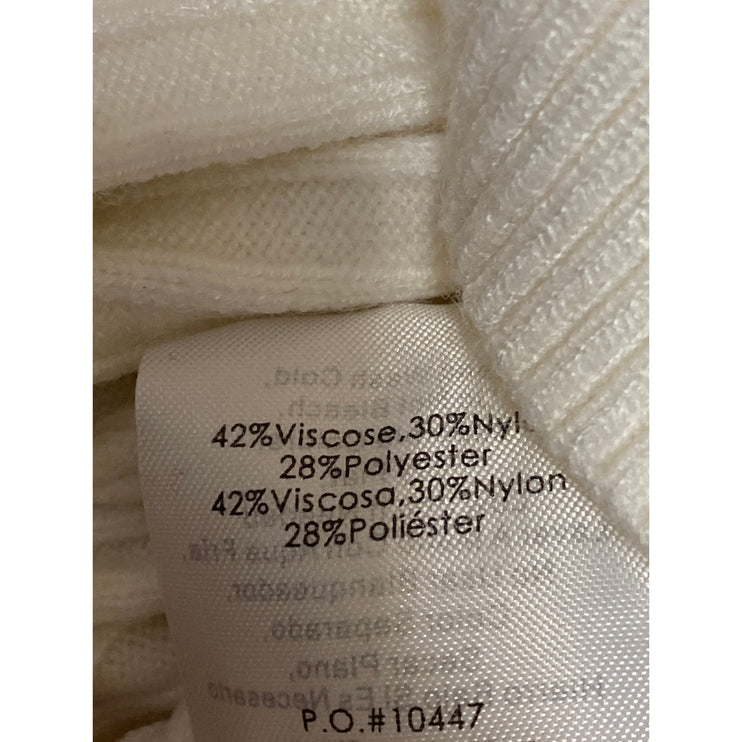 Emory Park Women's Cream Ivory Ribbed Knit Cropped Button Up Cardigan Top Size M