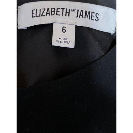 Elizabeth and James Women's Black Long Bell Sleeve Career Crop Blouse Top Size 6