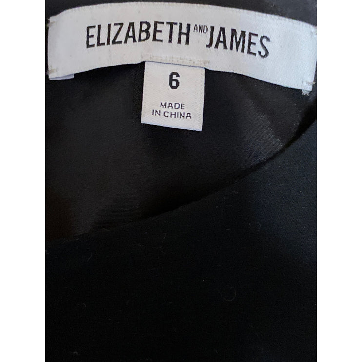 Elizabeth and James Women's Black Long Bell Sleeve Career Crop Blouse Top Size 6