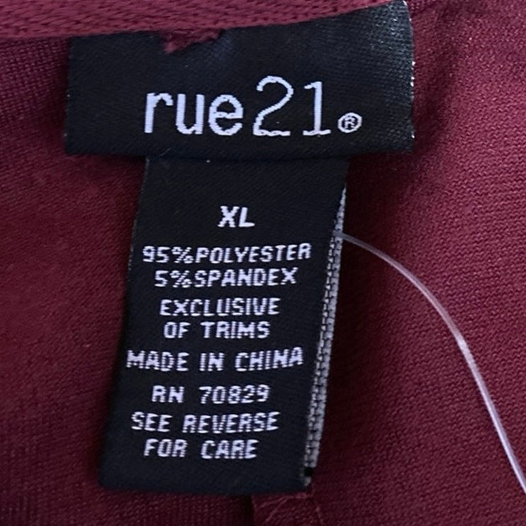 Rue21 Velvet Velour Long Sleeve Hooded Hoodie Sweatshirt Mini Dress Size XL