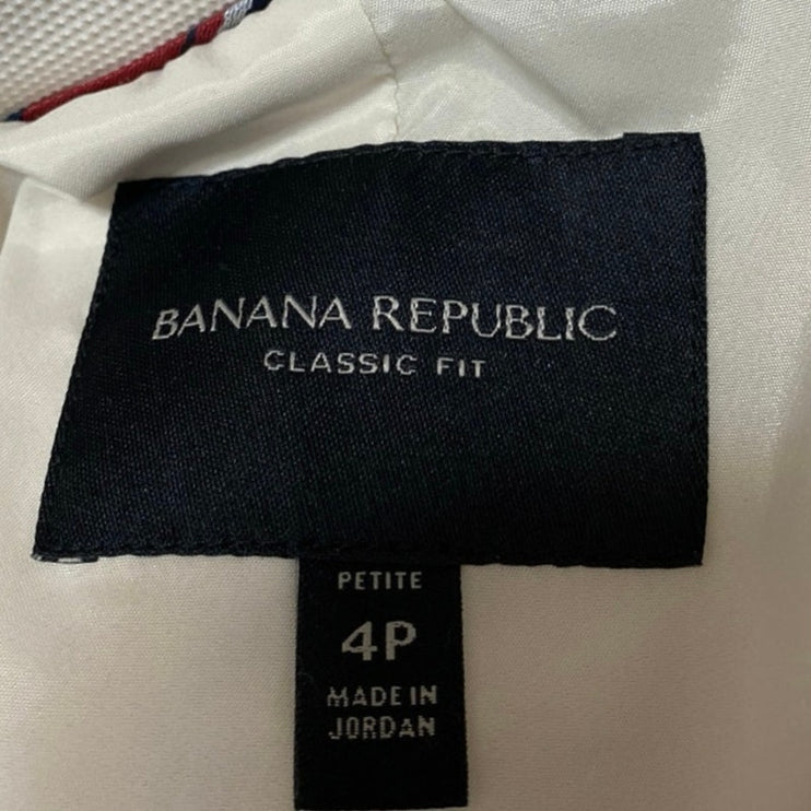 Banana Republic Women's White Twill Long Sleeve One Button Blazer Coat Jacket 4