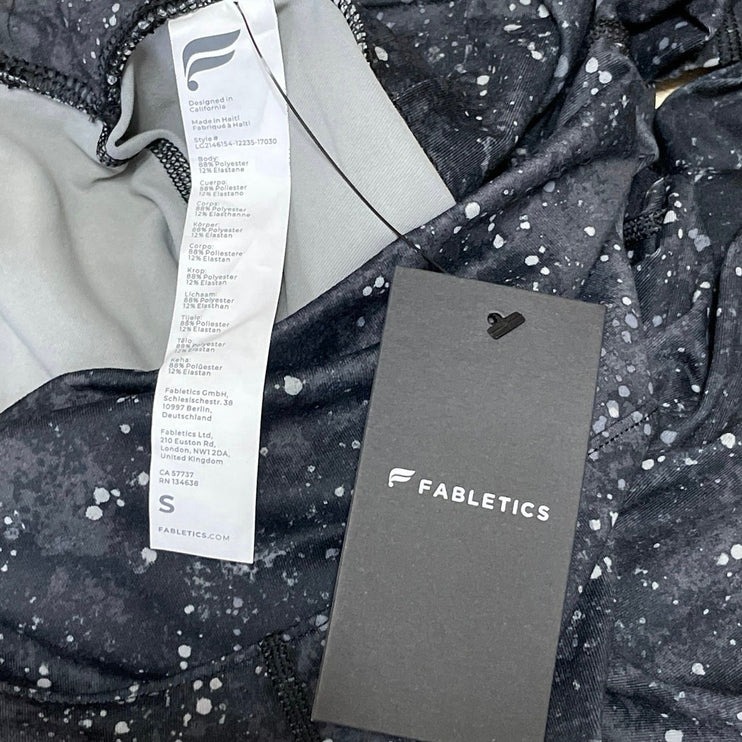NEW Fabletics Define PowerHold Black Splatter High-Waist Active Leggings Pants S