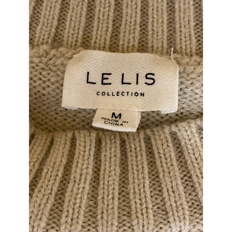 Le Lis Women's Beige New York Long Sleeve Crew Neck Oversized Sweater Top Size M
