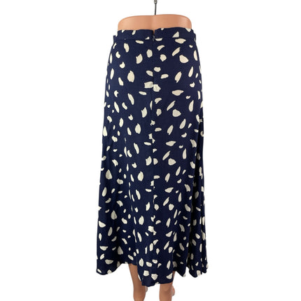 Reformation Bea Women's Navy Blue Abstract Print Slit Flowy Midi A-Line Skirt 4