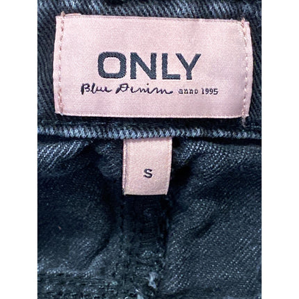 ONLY Women's Black High Rise Cuffed Boyfriend Skater Denim Jean Shorts Size S