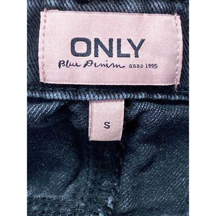 ONLY Women's Black High Rise Cuffed Boyfriend Skater Denim Jean Shorts Size S