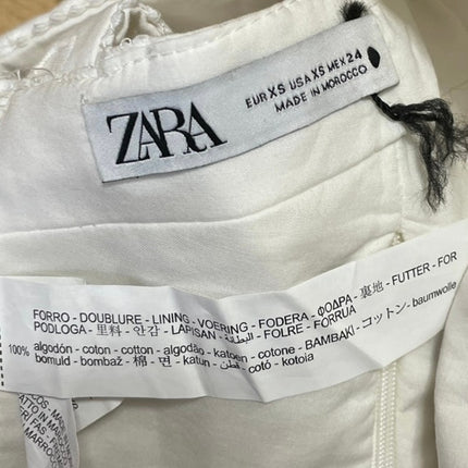 Zara Women's White Embroidered Bustier Cutout Smocked Sleeveless Crop Top Size S