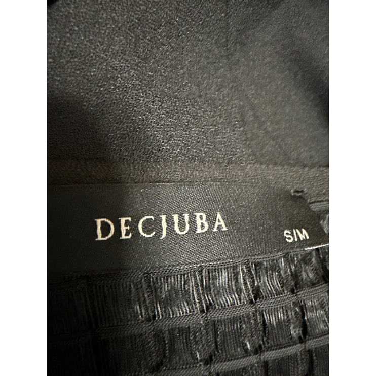 Decjuba Women's Black Sleeveless Belted Sheer Wrap Overcoat Jacket Size S/M