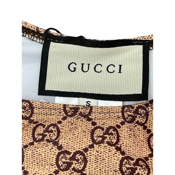 NEW Gucci Brown Beige Gold Tone Chain Monogram Swimwear Bikini Bottom Size S