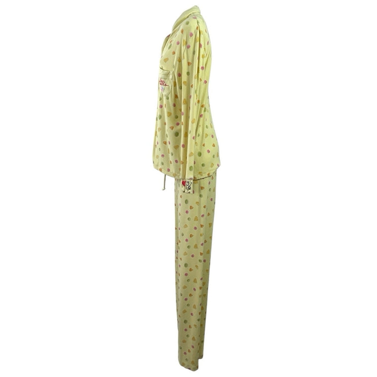 Fruit Riot Women's Yellow Long Sleeve Button Up Sleepwear Pajamas Set Size 2