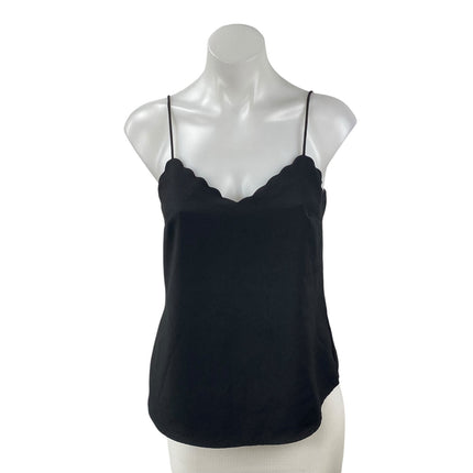 J.Crew Women's Black Sleeveless Scalloped V Neck Cami Camisole Tank Top Size 0