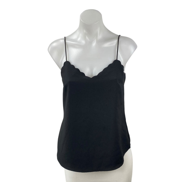 J.Crew Women's Black Sleeveless Scalloped V Neck Cami Camisole Tank Top Size 0