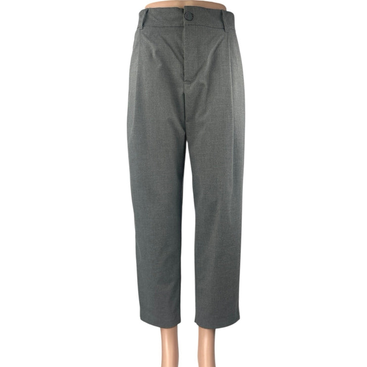Zara Women's Gray Straight Leg High Waisted Pleated Trousers Dress Pants Size XS