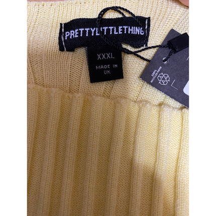 PrettyLittleThingYellow Sleeveless Rib Knit Boat Neck Peplum Tank Top Size 3XL