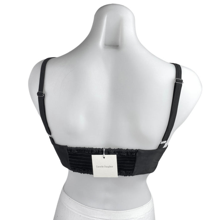 NEW Favorite Daughter Ex Boyfriend Black Padded Satin Bralette Bra Top Size S