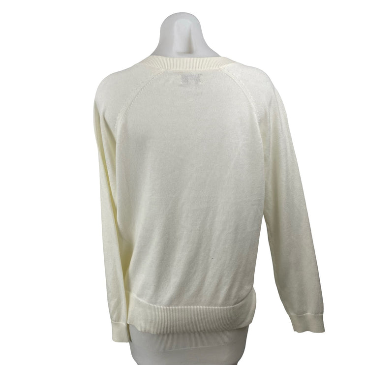 Lucky Brand Cloud Soft Women's Cream V Neck Long Sleeve Sweatshirt Sweater Top S