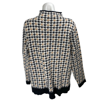 Adrianna Papell Women's Multicolor Houndstooth Long Sleeve Sweater Top Size L