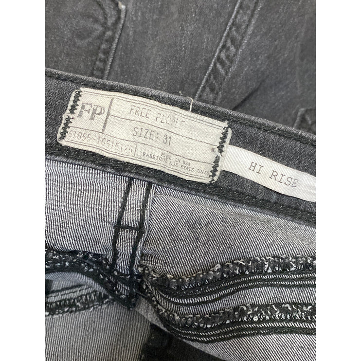 Free People Women's Gray High Rise Slim Fit Skinny Mom Denim Jeans Pants Size 31