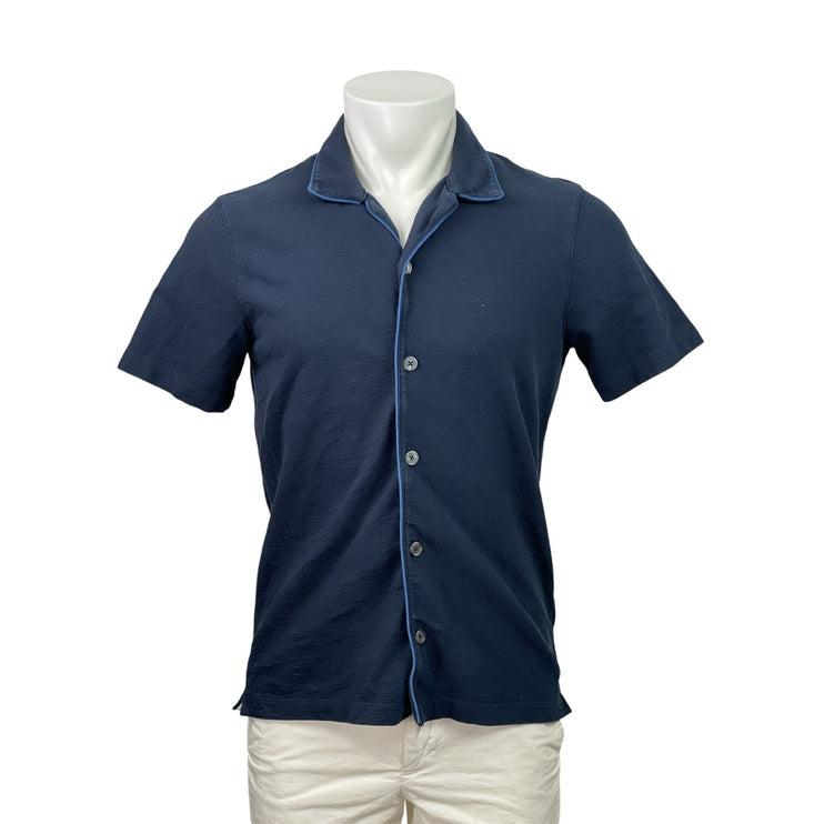 Ted Baker Selar Mens Navy Blue Regular Short Sleeve Button Down Shirt Top Size S