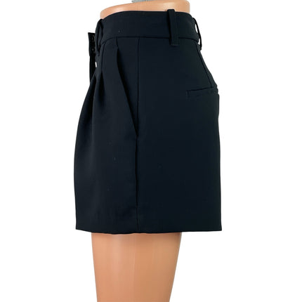 Aritzia Wilfred Women's Black High Waisted Pleated Straight Mini Shorts Size 4