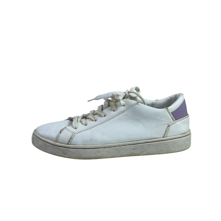Thousand Fell Women's White Purple Vegan Leather Lace Up Sneakers Shoes Size 8.5