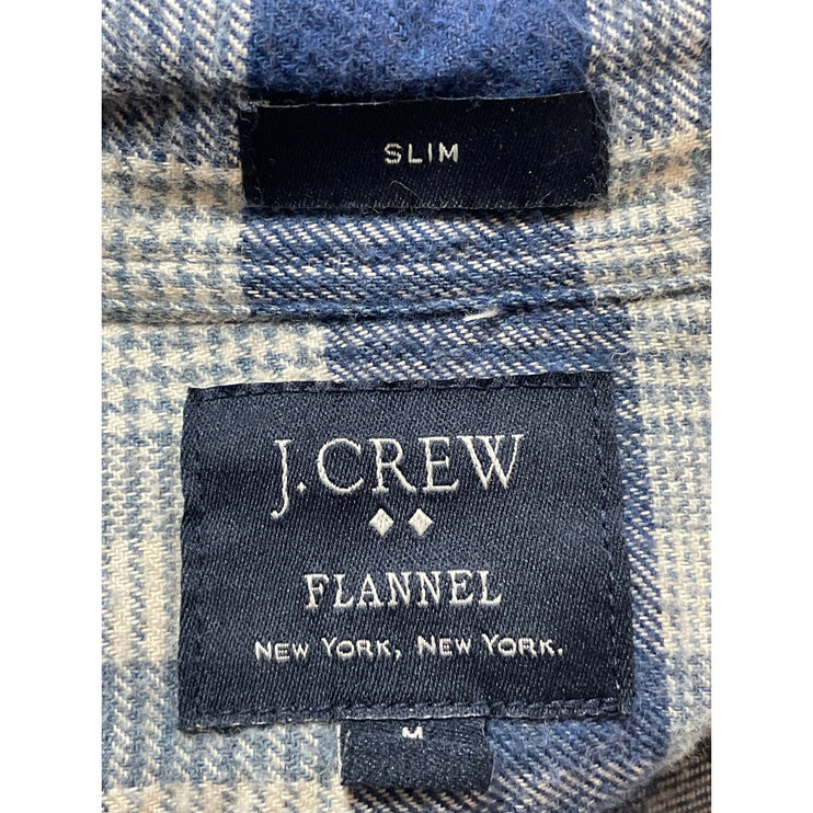 J.Crew Men's Blue Plaid Flannel Slim Fit Long Sleeve Button Down Shirt Top Sz M