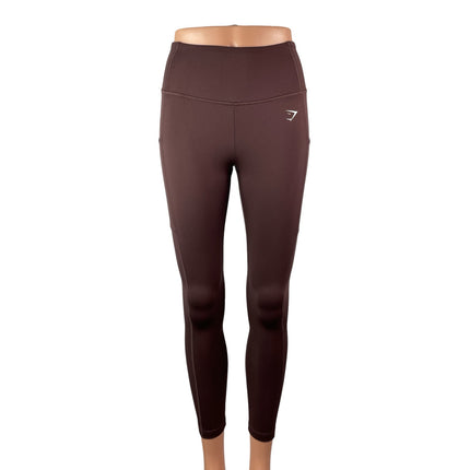 Gymshark Women's Brown Mid Rise Yoga Workout Running Athletic Leggings Pants S