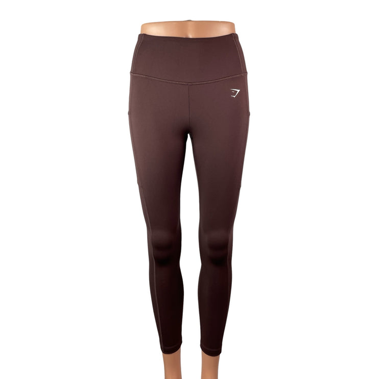 Gymshark Women's Brown Mid Rise Yoga Workout Running Athletic Leggings Pants S