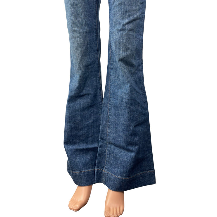 Seven7 Women's Blue Mid Rise High Waisted Bootcut Flare Denim Jeans Pants Sz 28