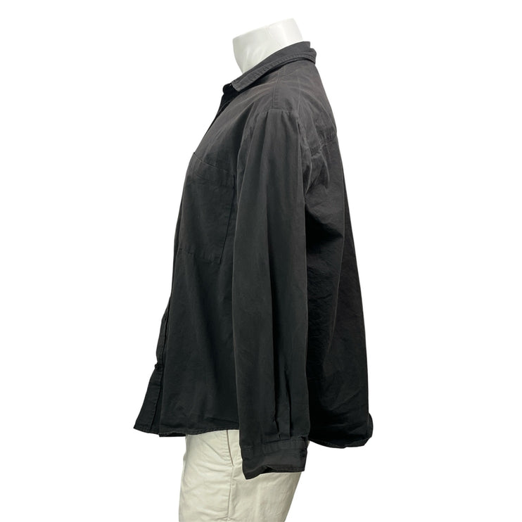 DISSH Men's Dark Gray Long Sleeve Collared Career Button Down Shirt Top Size 4