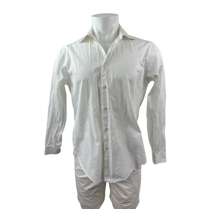 Calvin Klein Mens White Slim Fit Long Sleeve Button Down Dress Shirt Top Size 16