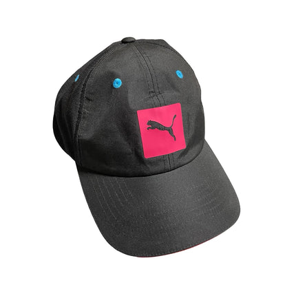 Puma Women's Black Logo Patch Breathable Velcro Strapback Hat Cap Size OS