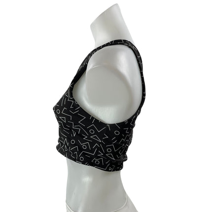 VIKA Women's Black Sleeveless One Shoulder Athletic Activewear Crop Tank Top M