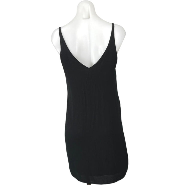 Topshop Women's Black Sleeveless Cami Camisole Tank V Neck Mini Dress Size 2