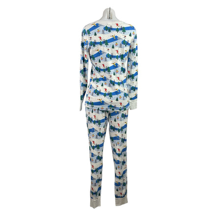 Hanna Andersson Ski Slope Holiday Blue Long Sleeve Sleepwear Pajamas Set Size M