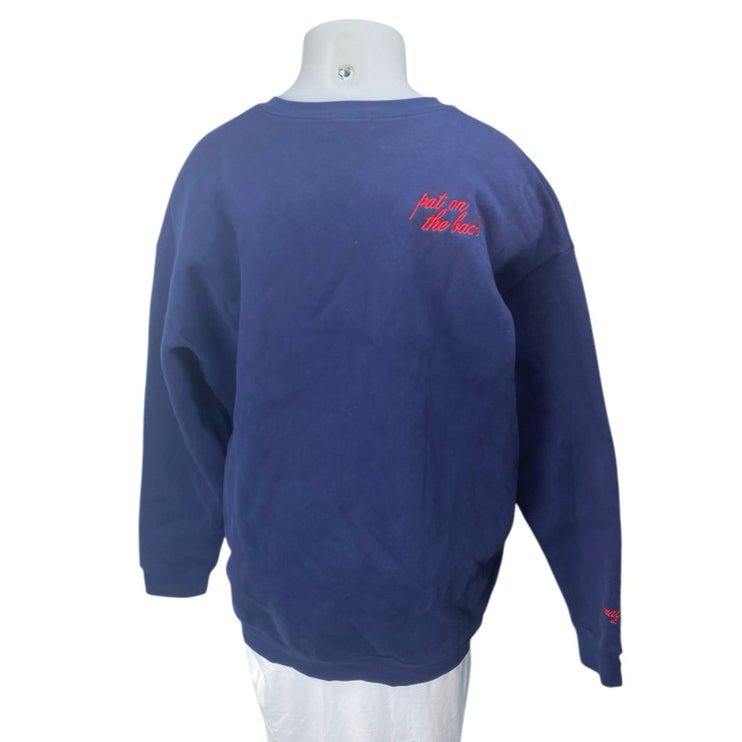 Mayfair Pat On The Back Blue Embroidered Long Sleeve Sweatshirt Sweater Top XXL