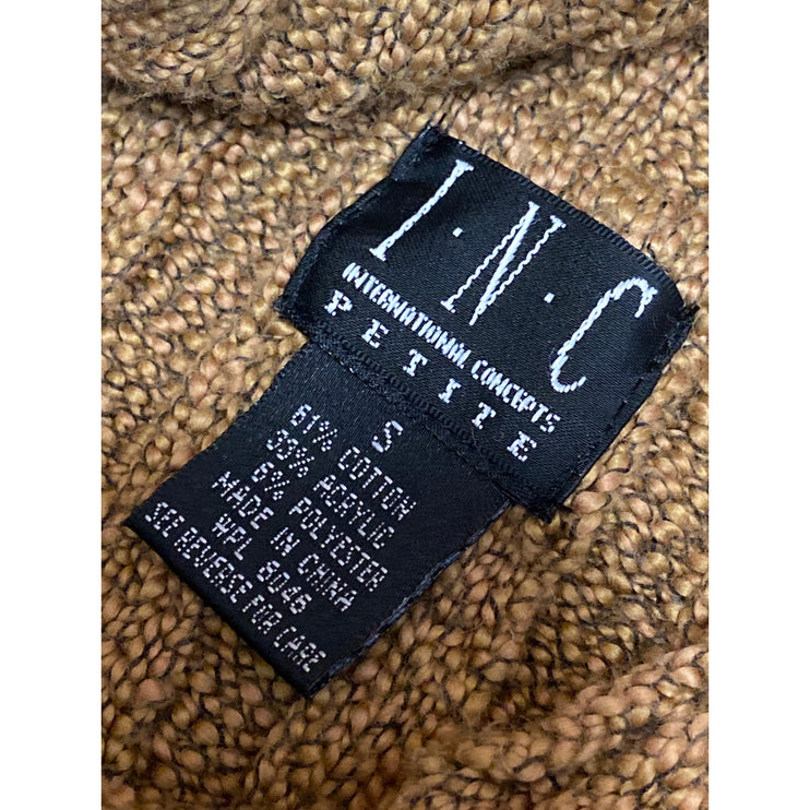 INC International Concept Brown Rib Knit Long Sleeve Button Down Sweater Dress S