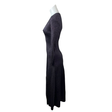 A.L.C. Serafina Shimmer Metallic Knit Slit Long Sleeve Midi Flare A-Line Dress S