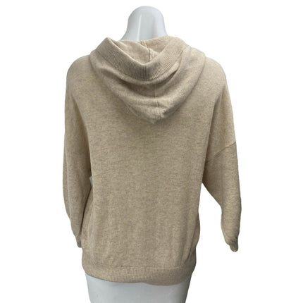 27 Miles 100% Cashmere Women's Brown Tan Hooded Hoodie Long Sleeve Sweater Sz M