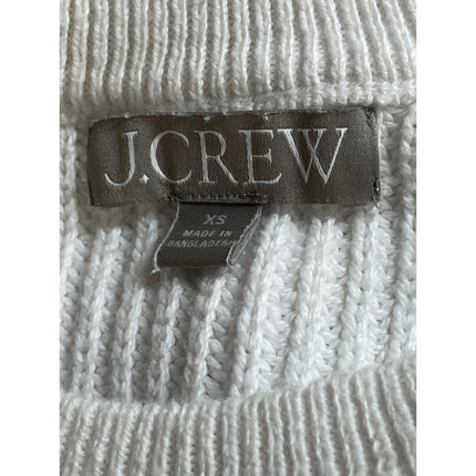 J.Crew Women's White Ribbed Knit Crew Neck Long Balloon Sleeve Sweater Top XS