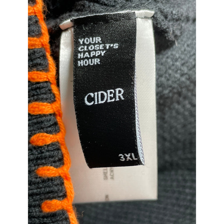Cider Womens Black Coral Stitch Pumpkin Knit Button Up Cardigan Sweater Vest 3XL